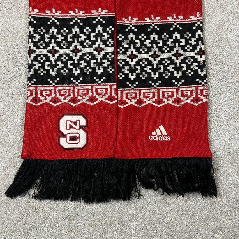 Adidas Unisex One Size Red Black NCAA North Carolina State Wolfpack Scarf‎ NWT